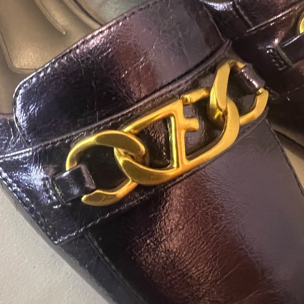 Franco Sarto Purple and Gold Flats with Chain Detail - Picture 6 of 14